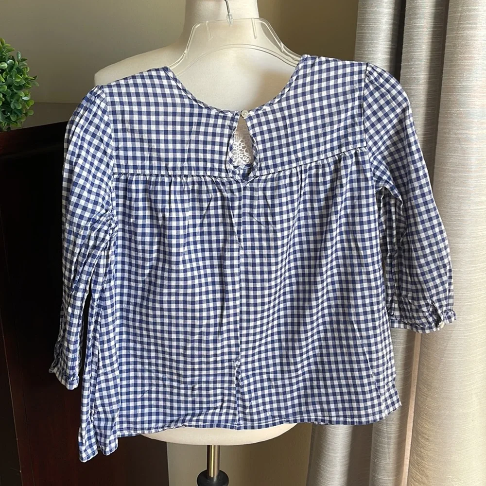 Ralph Lauren girls plaid, knitted 3/4 sleeve top size 14